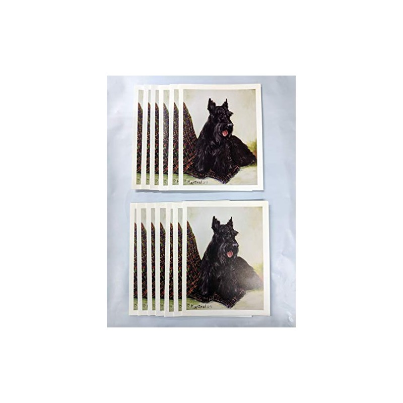 Ruth Maystead Scottish Terrier and Plaid Throw 12 Notecards &