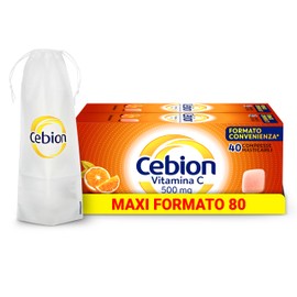 Cebion Vitamina C 500 mg Masticabile Arancia, Supporta il Sistema Immunitario1 e il Metabolismo Energetico, 80 Compresse, Integratore Alimentare + portaombrelli