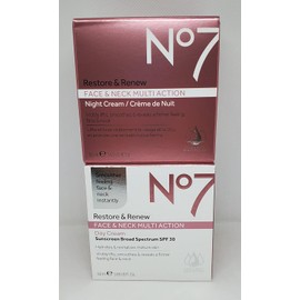 No7 Restore & Renew FACE & NECK MULTI ACTION Day/Night Creams 2 x 50ml
