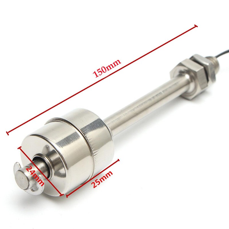Float Switch L150mm Vertical Liquid Level Sensor Stainless Steel Float