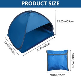 HACRAHO Pop Up Beach Sun Tent, 1 Pack Foldable Pop Up Beach Tent Sun Shelter for Anti-UV Windproof Face Head Shade Protection Tent for Outdoors Camping Picnic Beach, Black Glue Blue