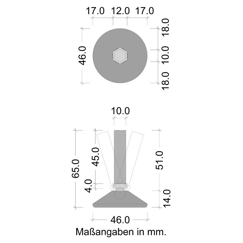 Gedotec Adjusting Screw M8 x 33 mm Adjusting Screw for