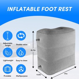LMSNE Travel Foot Rest Pillow, Inflatable, 2-Pack, for Airplane, Office and Home