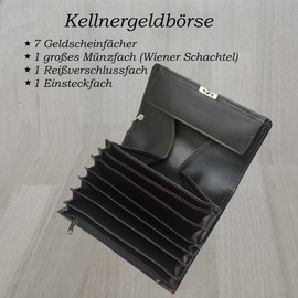 flevado Mondial Gastro Waiter's Wallet Set Unisex Gastro Wallet Black and Halter with a Trouser Chain, black, Modern