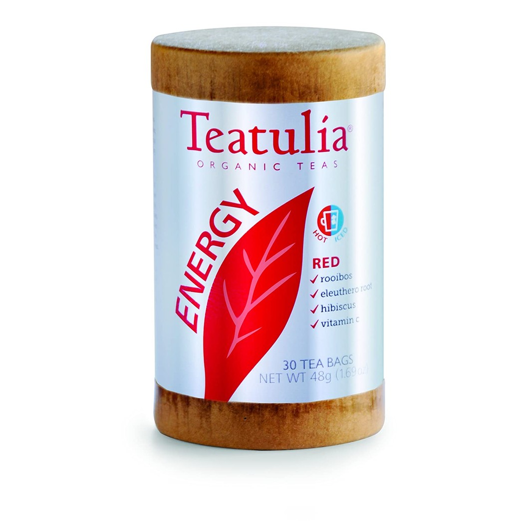 Teatulia Organic Energy Red Tea 6 Canisters x 30 Standard Tea Bags - 180 Tea Bags Total - Brew Hot or Cold