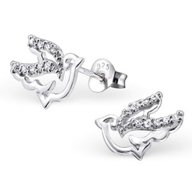Laimons Women's Stud Earrings Women's Jewellery Bird Shiny Zirconia 925 Sterling Silver, Silver, Cubic Zirconia