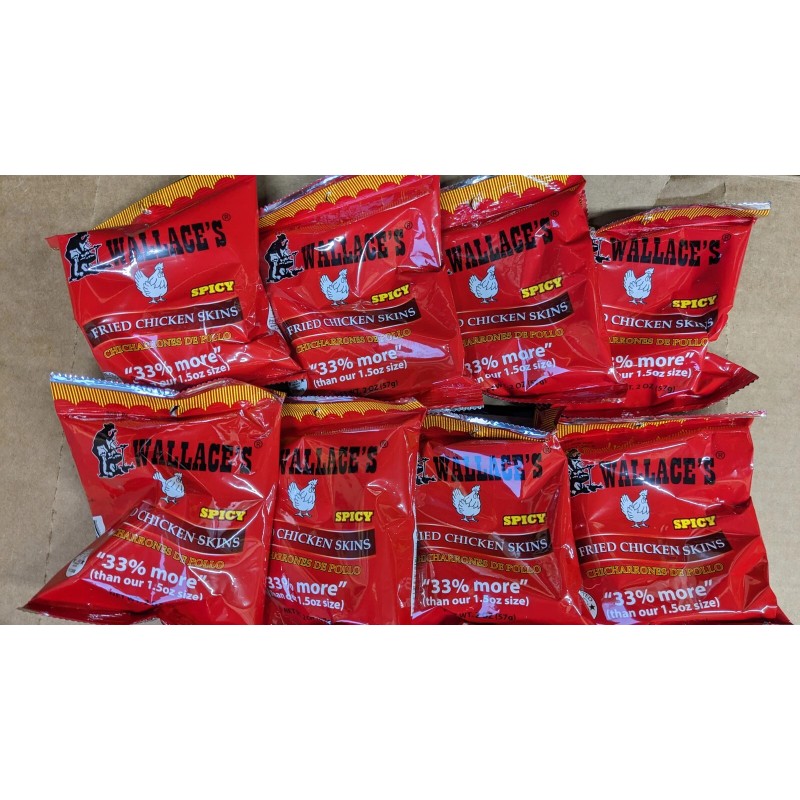 WALLACE’S Spicy Fried Chicken Skin 2 Oz. Bags - 8
