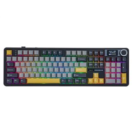 EPOMAKER X Aula F108 PRO Wireless Gaming Keyboard with Screen, 8000mAh Battery, 104 Hot-Swappable and Programmable Keys and Knob, RGB Backlight, for Mac/PC/Android (Grey&Yellow)