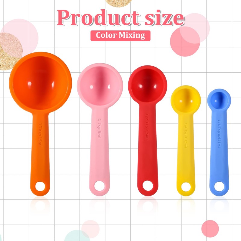 5 Pcs Silicone Measuring Spoons Cups Teaspoon Tablespoon with Hang