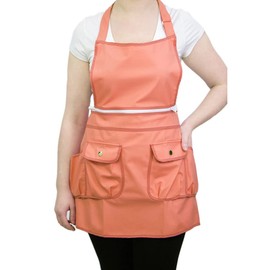 CHARLENE Courtney Convertible Zip Apron with Personalization Waterproof Chemical Proof for Salon Stylist Nail Grooming Skin Care (Black)