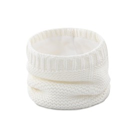 XIAOHAWANG Baby Winter Scarf Warm Kids Thick Knit Scarves Plush Lining Double Layered Toddler Neckerchiefs Lovely(D-white)