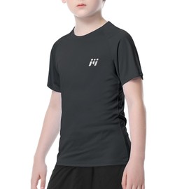 MEETWEE Jungen Rash Guard Kurzarm Kinder Badeshirt UV Schutz UPF 50 + Schwimmshirt Schnelltrocknend