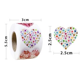 Dzrige 500pcs/roll Valentines Heart Stickers Heart Shape Labels Love Scrapbooking Adhesive Stickers for Valentine's Day Wedding Decor Stationery Candy Dragee Bag Gift Box Packing Bag Sticker