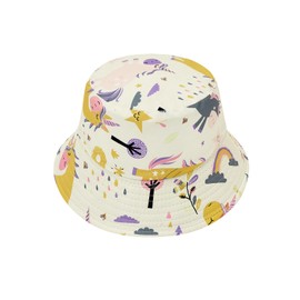 Century Star Infant Toddler Bucket Hat UPF 50+ Baby Girl Boy Sun Hat Bright Pattern Beach Sun Hat Kids Summer Swim Cap Purple Unicorn 2-4 T