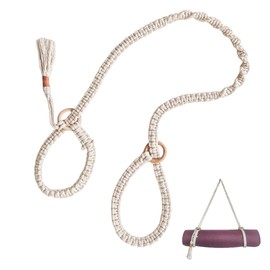 Macraben Cotton Carrying Strap for Yoga Mat - Adjustable Macrame Universal Belt, White, 185 cm