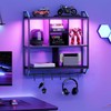 HOOBRO Gaming Floating Shelves with LED Lights, 28.7" LED Wall