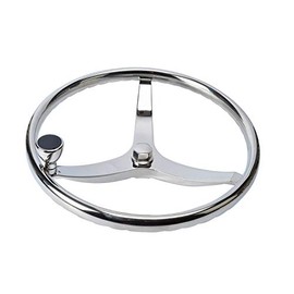SeaLux Marine 316 Stainless Steel Boat Steering Wheel 3 Spoke 13-1/2" Dia, with 1/2"-20 Nut and Turning Knob for Teleflex Cable Helm