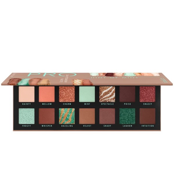 Catrice Pro Hint of Mint Slim Eyeshadow Palette, No.010 Aesthetic Vibes, Multicoloured, 14 Colours, Matte, Metallic, Shimmering, Colour-Intense, Vegan, Nano Particulate Free (10.6g)