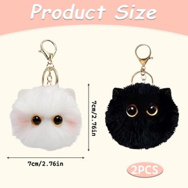 YREYBN 2 PCS Cat Keyring, Fluffy Keyring, Cute Plush Cat Key Chain, For Cat Lovers and Plush Animal Enthusiasts, Multifunctional Plush Keychain,Cat Key Chains for Backpack Accessories and Car Keys