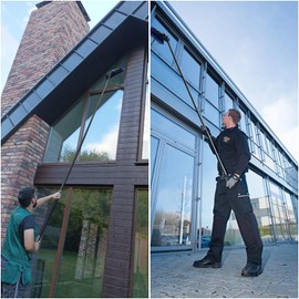 Solar Panel Window Cleaning Brush and Pole, 33FT Adjustable Window Cleaner Brush & Water Fed Pole Kit, Solar Panel Cleaning System Window Washing Equipment Tool