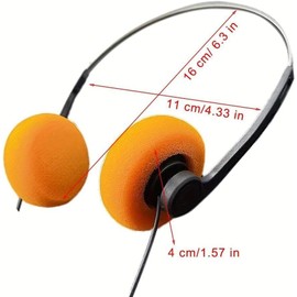 Orange Retro Over-Ear Headphone,Vintage Feelings Headphone,Retro Lightweight Earphones,Hi-Fi Stereo Earphone Headset,Walkman Headphone,for Most Mobile Phones Playback Pevices Headphones 1 Pc