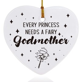 Godmother Ornaments Keepsake Gifts from Goddaughter Baby, Every Princess Needs A Fairy Godmother, Birthday Christmas Mother's Day Pregnancy Announcement Plaque Sign Gifts for Godmother to Be