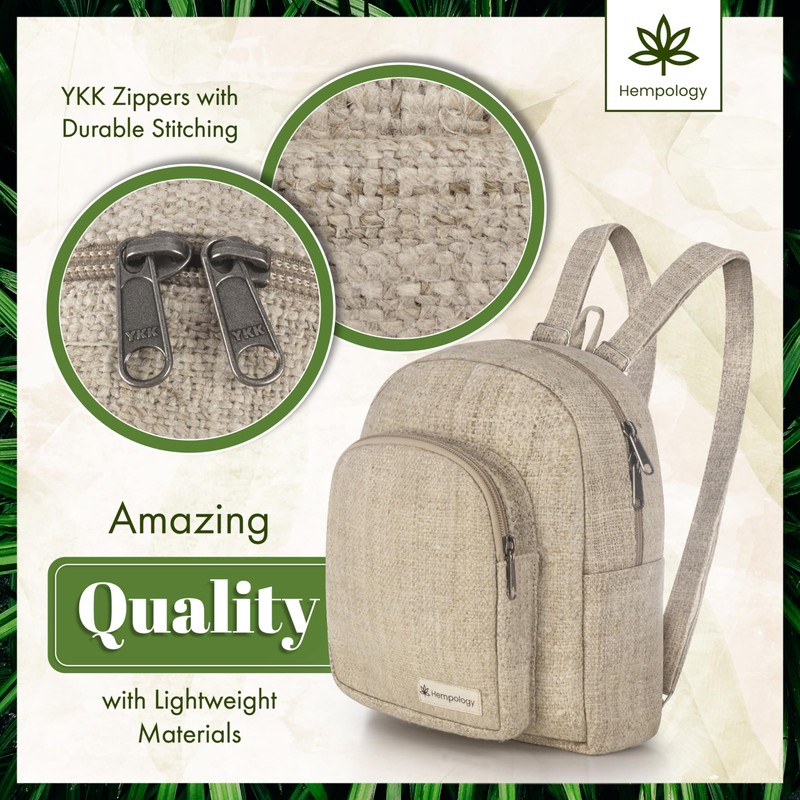 HEMPOLOGY HEMP Mini Backpack – Small Backpack, Mini Travel Backpack,