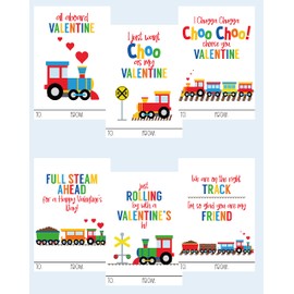 Silly Goose Gifts Happy Choo Choo Train Themed Valentines Day Card for Kids School Classroom Exchange (24 included)
