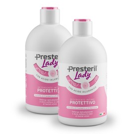 Presteril Lady Detergente Intimo Protettivo - Con Acido Ialuronico, Opuntia, Foglie di Olivo, Cranberry e D-Mannosio, Azione Lenitiva contro Fastidi e Bruciori, 250 ml x 2