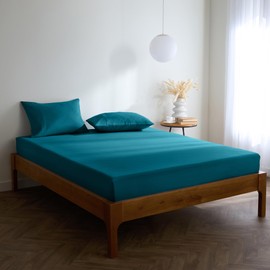 Mellanni King Size Fitted Sheets - All Around Elastic - 40 Cm Extra Deep - Soft Brushed Microfiber, Shrinkage & Fade Resistant - (150x200 cm, Teal)