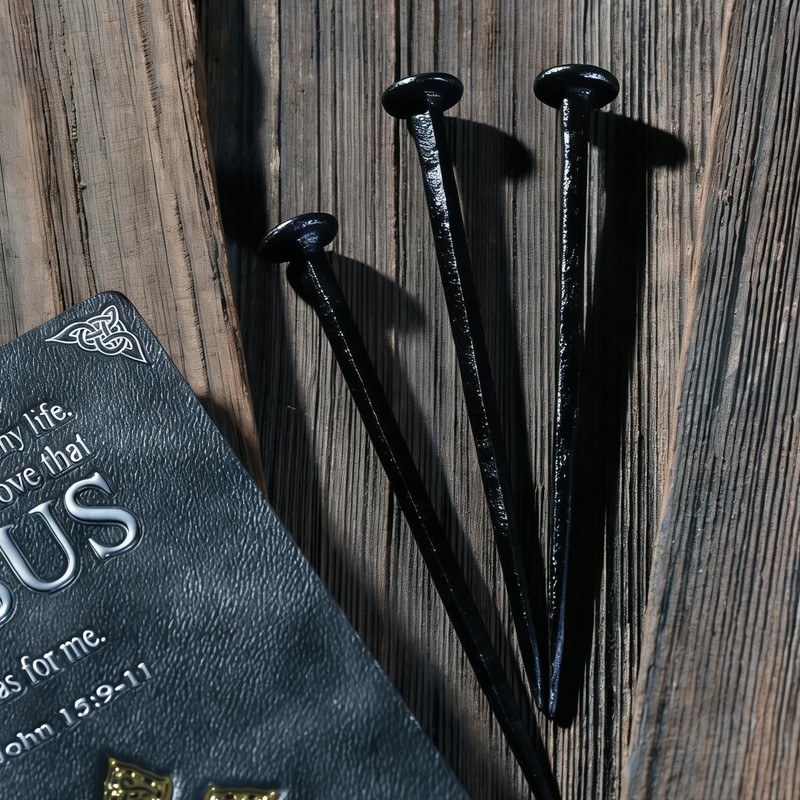 TRASEXTRA 30 Pcs Wrought Iron Decorative Nails,Jesus Cross,Confirmation Gifts,Hand Forged