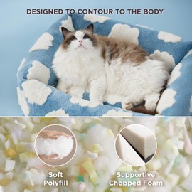 Lesure Cute Dog Bed for Small Dogs & Cats- Washable Puppy Beds,Cozy Rectangle Orthopedic Pet Sofa with Jacquard Shaggy Plush & Anti Slip Bottom,20x19x6inches