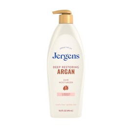 Jergens Deep Restoring Aceite de argán Hidratante, Loción calmante para el cuerpo y las manos, 16 onzas, con aceite de argán reviviente y vitamina E, 