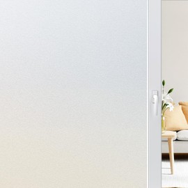 rabbitgoo Window Film Privacy Frosted Window Film Opaque Film with New Grid Design No Glue Anti UV Static Cling Sun Block Home Bathroom Office 30 x 200 cm