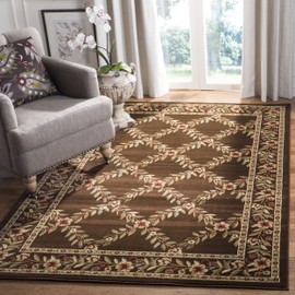 Safavieh Lyndhurst Collection LNH557 Traditional Floral Trellis Area Rug, 5'3" x 7'6", Brown / Brown