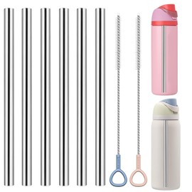 WK ieason 6PCS Reusable Straws for Owala FreeSip/Flip 24oz 32oz, Stainless Steel Straw As Owala Straw Replacement with 2PCS Cleaner Brushes