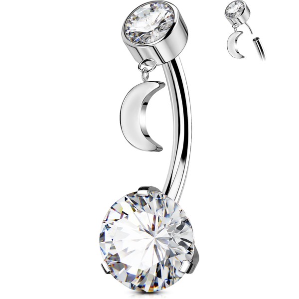 OUFER Body Piercing Threadless Titanium Belly Button Bars 14G Navel