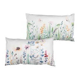 Set of 2 Throw Pillow Covers, Flowers Decorative Cushion Covers, Small Pillow Cases for Bed, Lumbar Pillow Case, Short Velour Pillowcase with Invisible Zipper, Soft and Breathable (12x20 Inches)