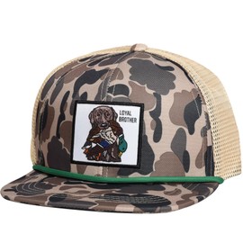 EDTREK Outdoorsman Pro Trucker Breathable Mesh Performance Cap - Flat Brim Snapback Hat (Duck Dog - Duck Camo Green Rope)