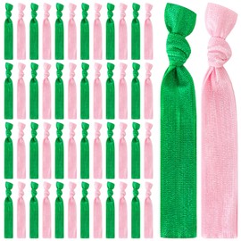 48pcs pink and green hair ties,Elastic webbing No Trace Witch scrunchies Accessories for thick,thin,curly and ponytail hair, for girl Daughter birthday family party