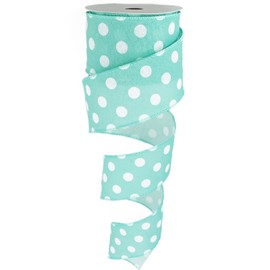 Leecogo Easter Ribbon Wired,2 1/2”x10 Yard,Mint Green Polka Dots Ribbon for Easter, Christmas, Wreath, Spring, Summer, Wedding, Baby Shower, Birthday