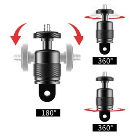 360 Degree Adjustable Adapter for Insta360 X4/X3, GoPro13/12, DJI Osmo Action 5 Pro, Action 4 Aluminium Alloy Camera Mount for Action Cameras Insta360, GoPro, DJI Osmo Action