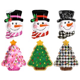 Umigy 120 Pcs Christmas Paper Plates Disposable Party Plates Holiday Party Plates Dinner Plates for Holiday Party Favors Holiday Dinner Tableware Decorations Supplies