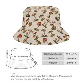 JopaJre Mushrooms Bucket Hat for Women Men Sun Cap Fisherman Hat Packable Beach Caps Travel Outdoor