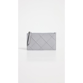 Tory Burch Women's Fleming Soft Caviar Zip Card Case, Slate, Grey, One Size