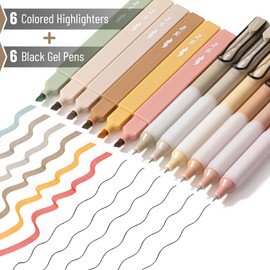 Mr. Pen- Aesthetic Highlighters and Gel Pens, 12 Pack, Assorted Color Bible Highlighters No Bleed, Black Ink Gel Pens, Highlighter Pens, No Bleed Highlighters for Bibles, Aesthetic Gel Pens