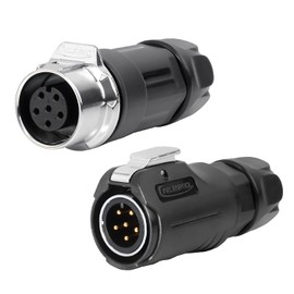 CNLINKO LP-12 6-Pin IP68 Waterproof Industrial Plug - For Solar Systems, Industrial Machinery & Outdoor Applications - DC 12V M12 Male/Socket Set with Metal Reinforced (6 Pin)