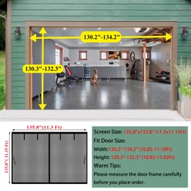 Garage Door Screen 11x11ft for 1 Car, Retractable Magnetic Screen Mesh Sliding Curtain, Heavy Duty Weighted Bottom, Easy Assembly, Hands Free Screen Doors for Garage Carport Patio (Black, 11x11ft)