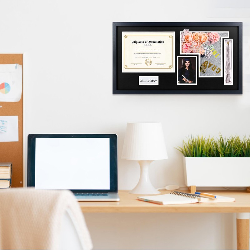 Graduation Shadow Box Frame for 8.5x11 Diploma & 4x6 Photo