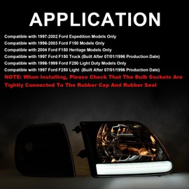 GRAND ORANGE LED Style Headlights & Corner Parking Lights Kit Set Compatible with 1997-2002 Ford Expedition/1998-2004 Ford F150/1997-1999 F250 Clear Lens Chrome Housing Clear Reflector